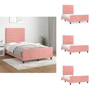 vidaXL Bedframe Met Hoofdeinde - Bedframes Met Hoofdeindes - Bed - Slaapmeubel - Bedframe met hoofdeinde fluweel roze 120x200 cm