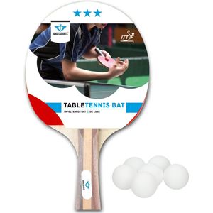 Tafeltennis set met 1x batje 3 sterren + 12x tafeltennis/ping pong balletjes wit 4 cm - Sportief binnen en buiten speelgoed