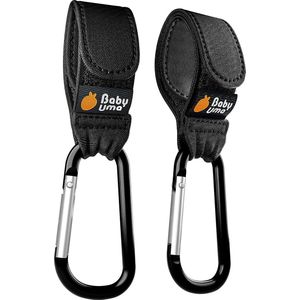 Stroller Hooks by Baby Uma - Three times awarded: MadeForMums and LovedbyParents Awards - Bag Hook for your Shopping Bags - Hook Your Handbag to Your Stroller or Buggy - Black, 2 Pieces