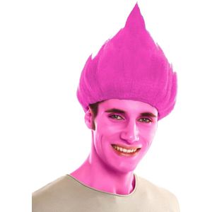 Roze troll pruik voor volwassenen - Verkleedpruik