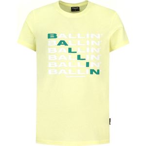 Ballin Amsterdam - Jongens Slim Fit T-shirt - Geel - Maat 176