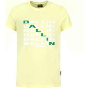 Ballin Amsterdam - Jongens Slim Fit T-shirt - Geel - Maat 152