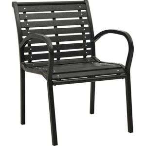 vidaXL Tuinstoelen - 2 stuks - Staal en HKC - Zwart Tuinset - Tuinstoelen - Buitensteunen - Balkon Meubilaar - Zwarte Tuinstoelen