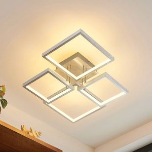 Lindby - LED plafondlamp - 4 lichts - aluminium, metaal, siliconen - H: 16 cm - geborsteld aluminium - Inclusief lichtbronnen