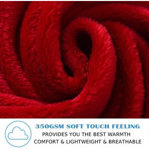 Deken 130 x 150 cm rood, fleece dekbed, warme knuffeldeken, wollige fleecedeken, sprei, woondeken, wollen deken, bankdeken, tweezijdig