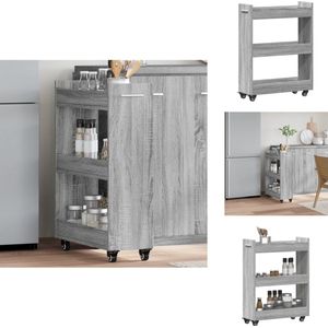 vidaXL Kast - Kasten - Bijzetkastje - Bijzetkast - Kast met wieltjes 60x22x79 bewerkt hout grijs sonoma