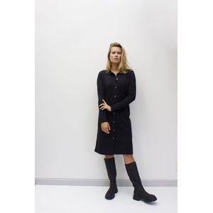 MOOI! Company - Jurk & Tuniek - Model IRIS -  Dames Overhemd Jurk - Doorknoop Tuniek - Kleur Zwart - Maat S