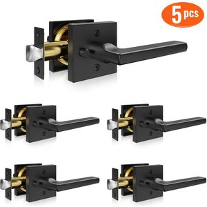 VEVOR Deurbeslag, 5 stuks - Compatibel met Deurdikte 3,5-4,5 cm - Zinklegering Deurkruk MET Vergrendelfunctie - Sleutelloos Ontgrendelen 6-7 cm - Mat Zwart