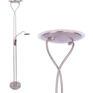 Verstelbare led staande leeslamp Empoli | 2 lichts | grijs / staal | glas / metaal | 180 cm hoog | Ø 25 cm | staande lamp / vloerlamp | dimfunctie | modern design