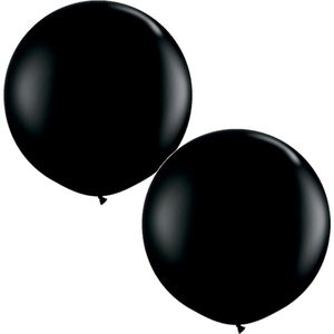 2x stuks qualatex mega ballon 90 cm diameter zwart - Feestartikelen en versieringen