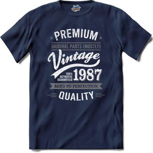 Vintage Legend Sinds 1987 - verjaardag en feest cadeau - Kado tip - T-Shirt - Unisex - Navy Blue - Maat XXL