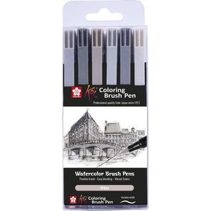 Sakura Koi Coloring Brush Pen set Urban | 6 kleuren