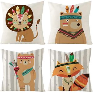Kussensloop 45 x 45 cm Dieren Linnen Kussenslopen Decoratieve Kussenhoes Set Kussenhoes voor Sofa Auto Slaapkamer Thuis Patio Tuin Boerderij Kinderkamer Decor 18 x 18 - D