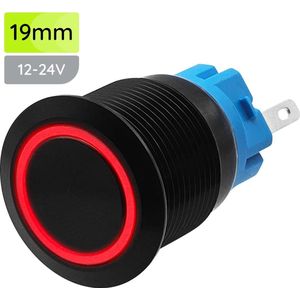 ProRide Metalen Drukschakelaar 12V ON-OFF - 19mm - Aan/uit schakelaar - Spatwaterdicht - 12V/24V - LED Indicatie Rood