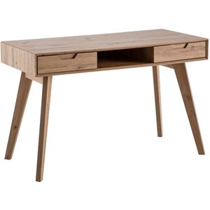 bureau 120x55x77 cm eiken decor met opbergruimte, Scandinavisch design kantoortafel met laden, thuiskantoor laptoptafel computertafel studeerkamer met massief houten poten