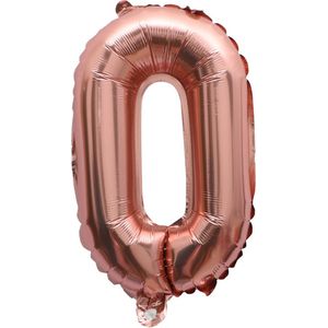 Folieballon / Cijferballon Rose Goud - getal 0 - 41cm