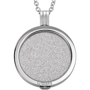 Quiges - Munthouder met Ketting en Munt 33mm Glitters Zilver - RVS Zilverkleurig - ERHS153
