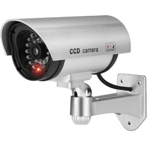 TronicXL 2 stuks Dummy Bewakingscamera CCD - professionele camera nep buiten (CCD zilver) outdoor – beveiligingscamera
