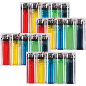 Urban Living Wegwerp aanstekers - 20x stuks - gekleurd - 8 cm - kunststof