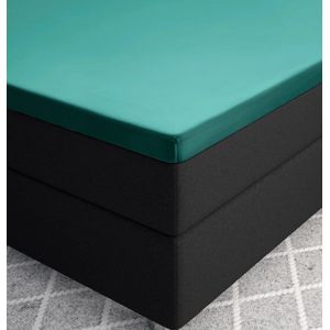 Premium katoen/satijn topper hoeslaken groen - 160x200 (lits-jumeaux) - zacht en ademend - luxe en chique uitstraling - subtiele glans - ideale pasvorm