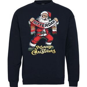 Kersttrui Kerstman Rotterdam | Foute Kersttrui Dames Heren | Kerstcadeau | Rotterdam supporter | Navy | maat XL