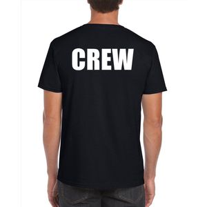Crew grote maten t-shirt zwart voor heren - personeel / medewerkers - bedrukking aan voor- en achterkant - personeel shirt XXXL