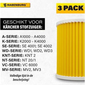 Compatibel met Kärcher stofzuiger Premium WD3 WD2 WD3 WD1 MV3 MV2 - Filters voor nat & droog stofzuiger - fijnstof en geurtjes - Extension KIT