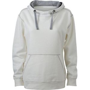 James and Nicholson Vrouwen/dames Lifestyle Hoodie (Witte/grijze heide)