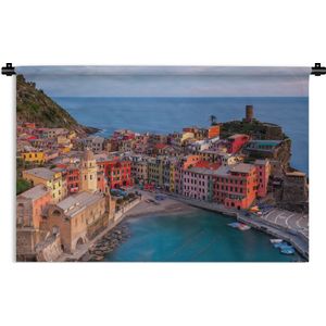 Wandkleed Cinque Terre - Uitzicht op de kleurrijke huisjes van Vernazza in Cinque Terre Wandkleed katoen 90x60 cm - Wandtapijt met foto