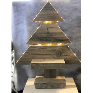 Kerstboom met verlichting - Steigerhout Decoratieve kerstboom - 38 cm - Steigerhout - old look , geen bouwpakket - excl. decoratie - incl. verlichting