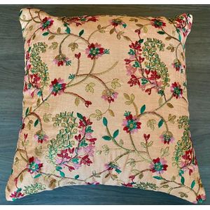 Kussens woonkamer - kussenhoes 35 x 35 cm - kussensloop - sierkussens - cushion cover - katoensilk - Kussenhoesjes - 2 stuks - etnisch Indiaas - borduurwerk - embroidery