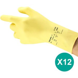 AlphaTec® 87-086 - Chemische beschermende handschoenen, Huishouden, Latex, M, Geel, 12 paar