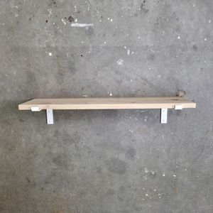 GoudmetHout Massief Eiken Wandplank - 60x30 cm - Industriële Plankdragers L-vorm - Staal - Mat Wit
