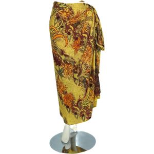 Sarong - 610 - bloemen - oker geel van Om Namaste - Pareo Saunadoek Wikkeljurk