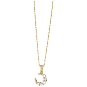 Schitterende Gold Plated Halsketting met Maan Zirkonia