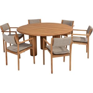 Corsica Levi dining tuinset 7 delig 160 cm rond teak 4 Seasons Outdoor