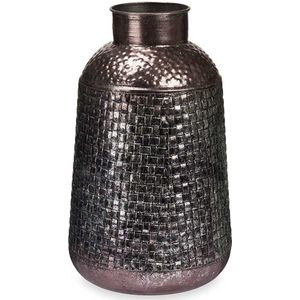 Giftdecor Bloemenvaas Antique Roman - zilver/brons - metaal - D22 x H39 cm - Design vaas met historisch karakter