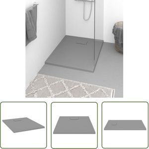 The Living Store Douchebak 90x70 cm SMC grijs - Douchebak - Douche Cabine - Douchescherm - Badkamerinrichting - Badkamermeubilair