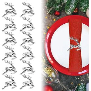 12 stuks kerst rendier servetringen zilver eland servethouder rendier servetten ringen houder hert servetring kerst tafeldecoratie voor Kerstmis diner feest