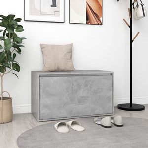 vidaXL - Halbank - 80x40x45 - cm - bewerkt - hout - betongrijs