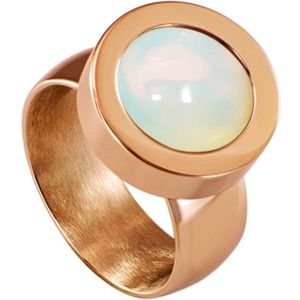 Quiges Dames Ring RVS Roségoudkleurig met Opaal Mini Coin - SLSRS55519