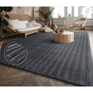 Paco Home Hoogpolig Vloerkleed Woonkamer Shaggy Scandinavisch Geometrisch Rhombus Modern 120x160 cm