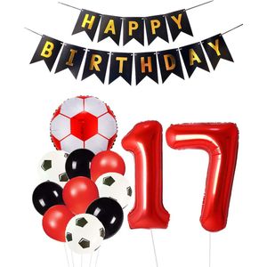 Cijfer Ballon 17 | Snoes Champions Voetbal Plus - Ballonnen Pakket | Rood en Zwart