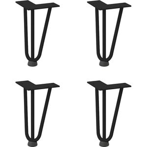 vidaXL Haarspeld tafelpoten - 20 cm - Set van 4 - Staal Haarspeld Tafelpoten - Salontafel Potten - Tafelpoten Zwart - Metalen Tafelpoten - Industrieel Tafelpoten