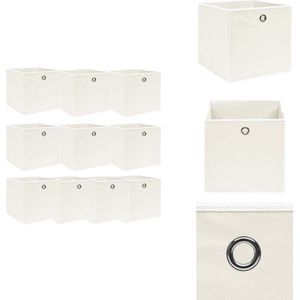 vidaXL Opbergbox - Opbergboxen - Opbergbak - Opbergbakken - Opbergboxen 10 st 32x32x32 cm stof wit