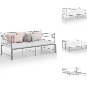 vidaXL Slaapbank Sereno - Bedbank - Grijs - 206.5 x 185 x 89.5 cm - Geschikt voor 90 x 200 cm Matras - Metalen Constructie - Bed