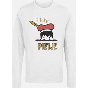 Sinterklaas | Pietje T-shirt met glittert | Meisjes | Jongens | Unisex | Wit | Maat 122/128