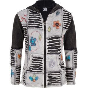 Dames Vest van Katoen zonder voering en vaste capuchon - SHAKALOHA - W Madzz WhiteGrey XXL.