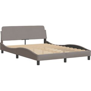 vidaXL - Bedframe - met - hoofdbord - stof - taupe - 120x200 - cm