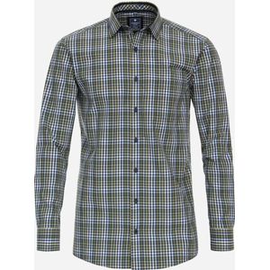 Redmond comfort fit overhemd - popeline - groen geruit - Strijkvriendelijk - Boordmaat: 49/50